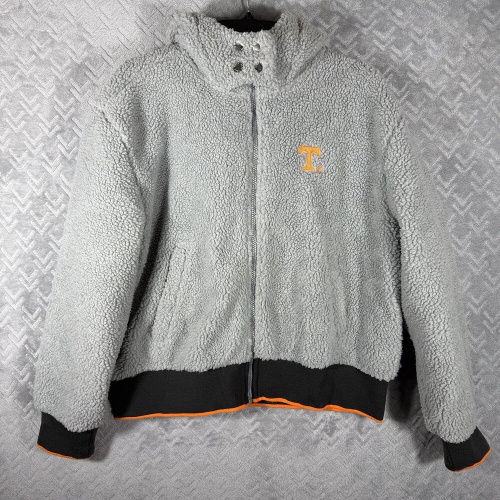 Tennessee Vols WEAR by Erin Andrews Sherpa Jacket Women XL Cropped UT Gray
